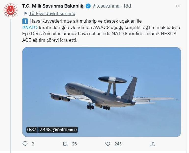 MSB: Egede eğitim görevi, Yunan uçaklarıyla engellenmeye çalışılsa da başarıyla tamamlandı