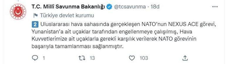 MSB: Egede eğitim görevi, Yunan uçaklarıyla engellenmeye çalışılsa da başarıyla tamamlandı