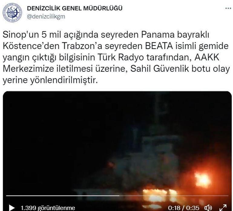 Sinopta Panama bayraklı kuru yük gemisinde yangın; 10u ağır 16 yaralı, kaptan kayıp