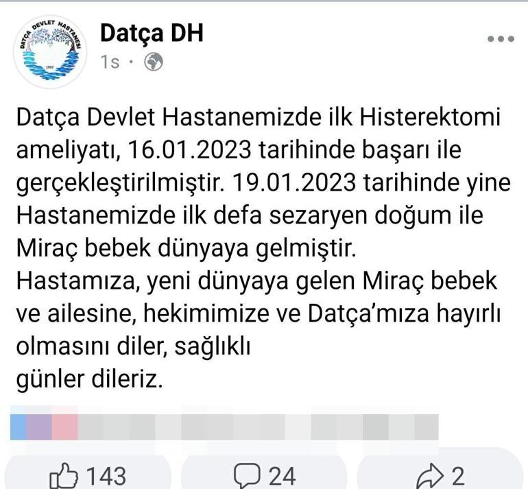 Datça Devlet Hastanesinde 20 yıl aradan sonra ilk bebek dünyaya geldi