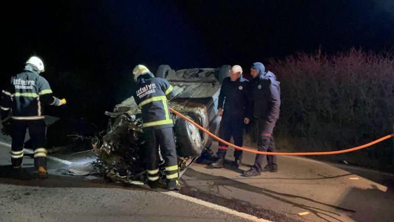 Tekirdağda otomobil, takla attı: 1 ölü, 1 yaralı