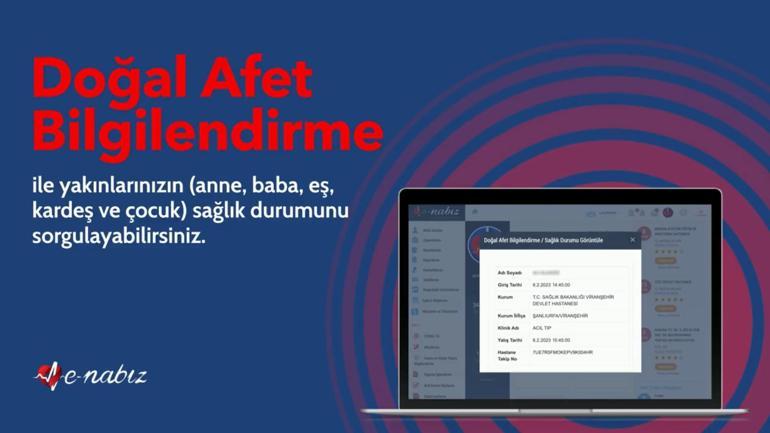 Depremzedelerin yakınları, e-Nabızdan bilgi alabilecek