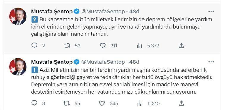 Meclis Başkanı Şentop ve vekiller maaşlarını depremzedelere bağışlayacak