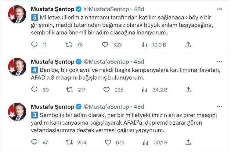 Meclis Başkanı Şentop ve vekiller maaşlarını depremzedelere bağışlayacak