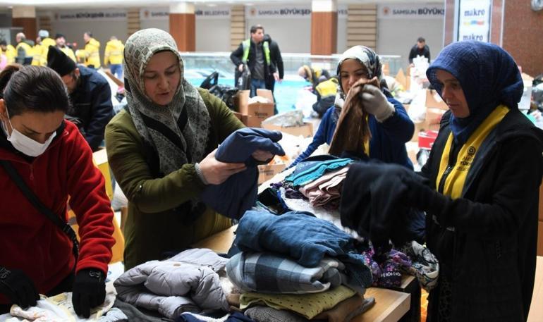 Samsunda eski AVM binası depremzedeler için yardım merkezi oldu