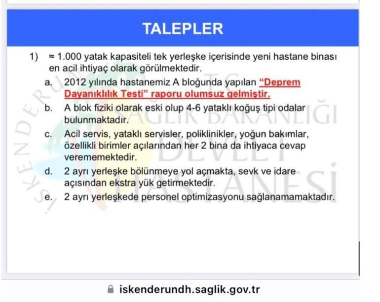 Yıkılan hastanenin deprem dayanıklılık testi olumsuz gelmiş