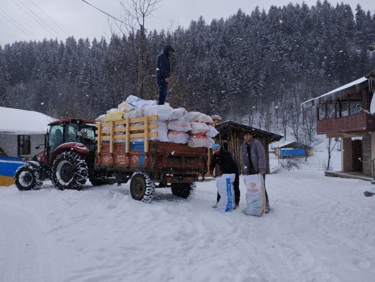 Odunları kızaklarla indirip depremzedelere gönderdiler