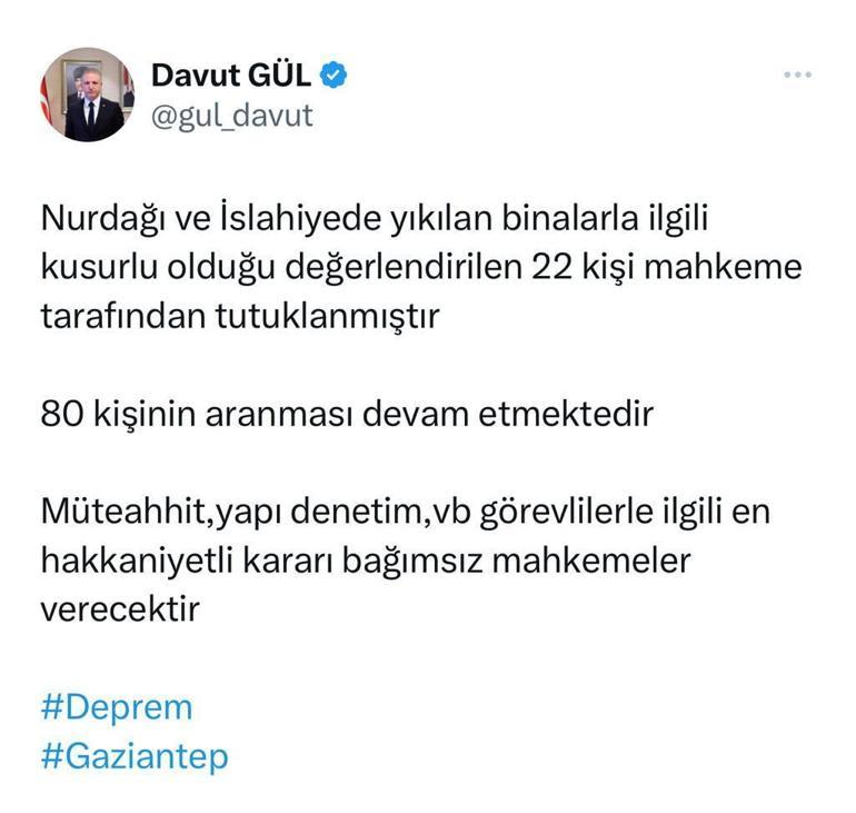 Nurdağı ve İslahiyedeki yıkılan binalara 22 tutuklama