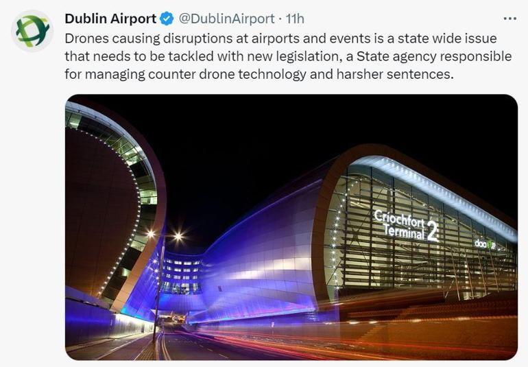 Dublin Havalimanı drone uçuşları sebebiyle yine kapatıldı