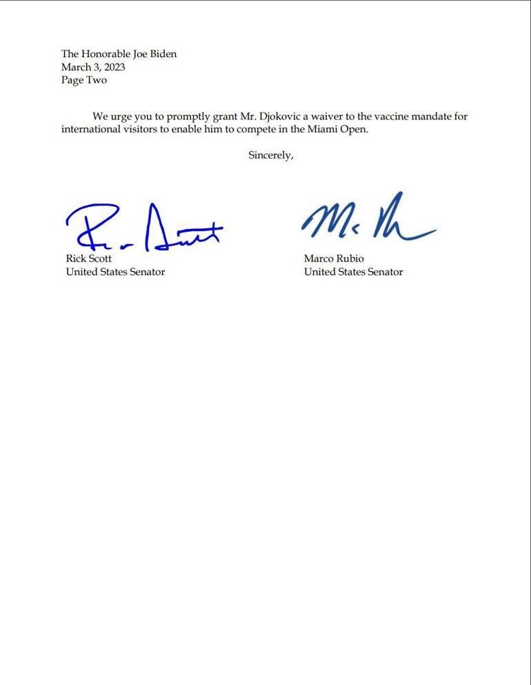 Djokovic’in ABD’ye girişte aşıdan muaf tutulması için Biden’a mektup yazıldı
