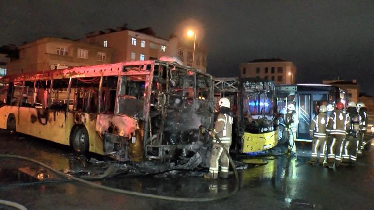 Tuzla’da park halindeki 3 İETT otobüsü alev alev yandı
