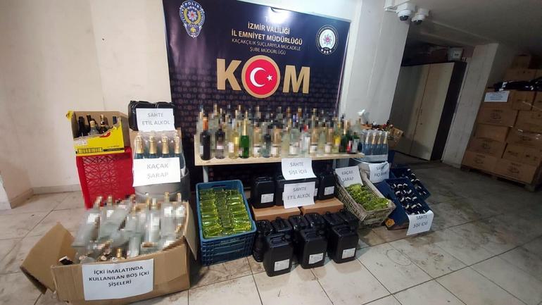 İzmirde sahte içki üreten şebekeye operasyon: 11 gözaltı