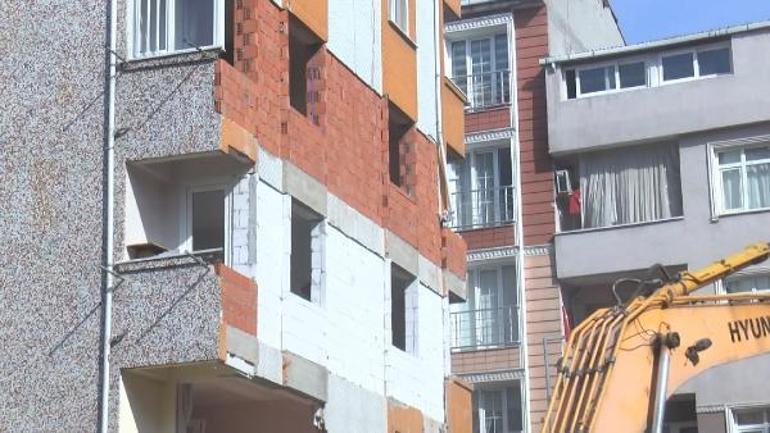 Bahçelievlerde yıkım sırasında hasar gören apartmanın duvarları onarıldı