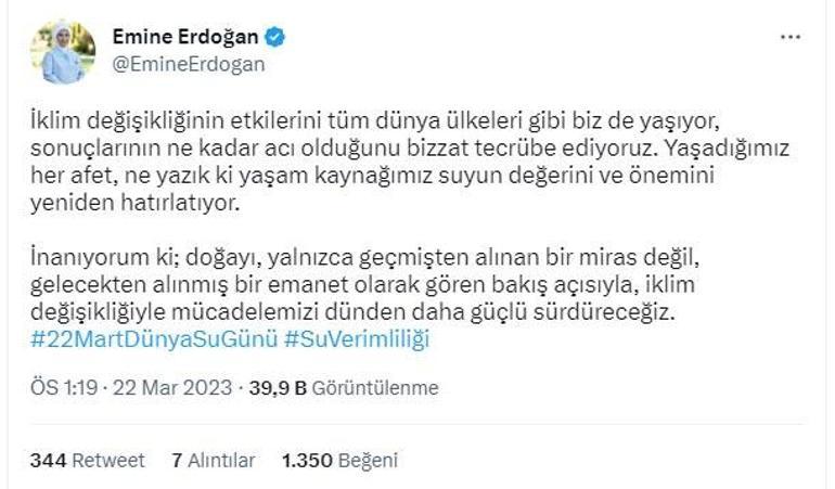 Emine Erdoğan: İklim değişikliğiyle mücadelemizi daha güçlü sürdüreceğiz