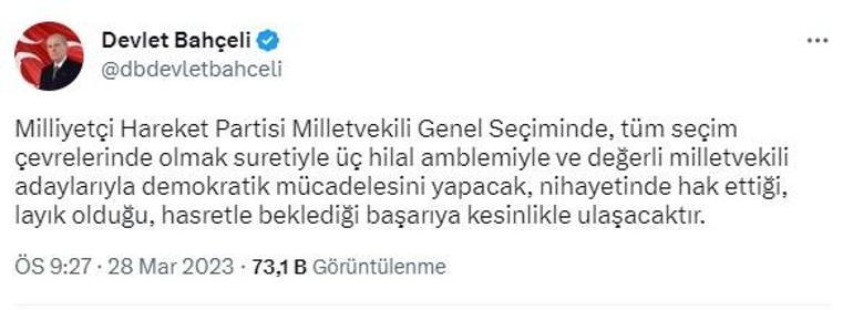 Bahçeli: MHP, tüm seçim çevrelerinde üç hilal amblemiyle mücadelesini yapacak
