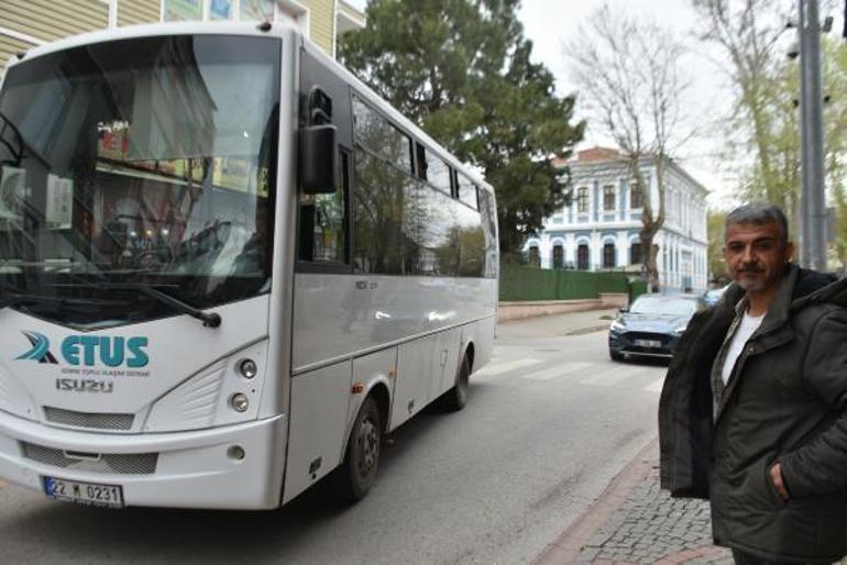 Edirnede yolcularla tartışan midibüs şoförü kontak kapattı