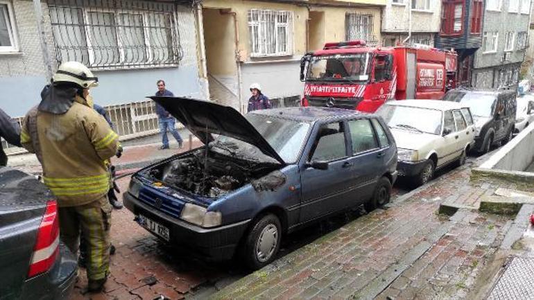 Beşiktaşta park halindeki otomobili çalıştırınca alev aldı