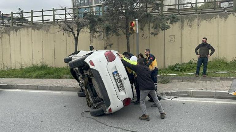 Üsküdar’da otomobil takla attı: 1 yaralı