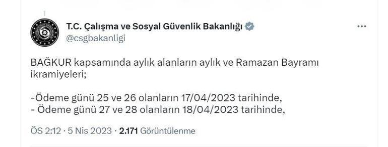 Bayram ikramiyeleri 17 Nisanda ödenmeye başlanacak