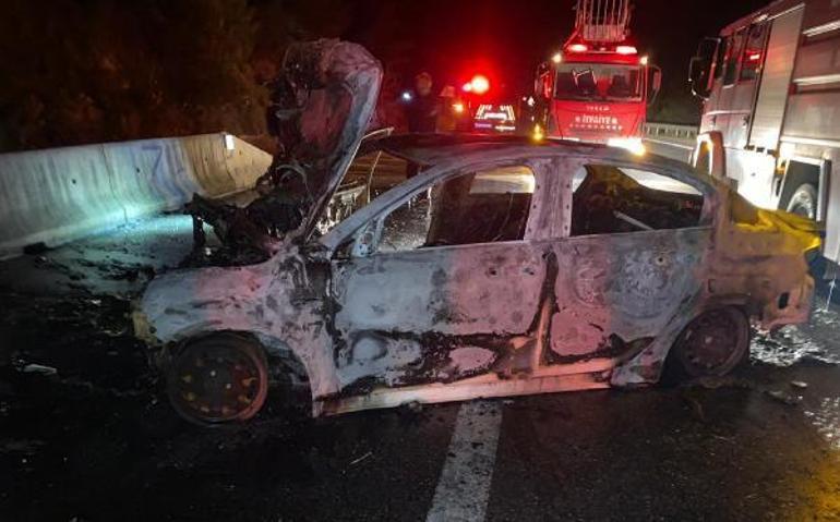 Çarpışan otomobiller yandı; 1 ölü, 3 yaralı