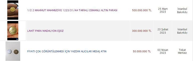 İnternette, Osmanlı paraları milyonlarca liraya satışta