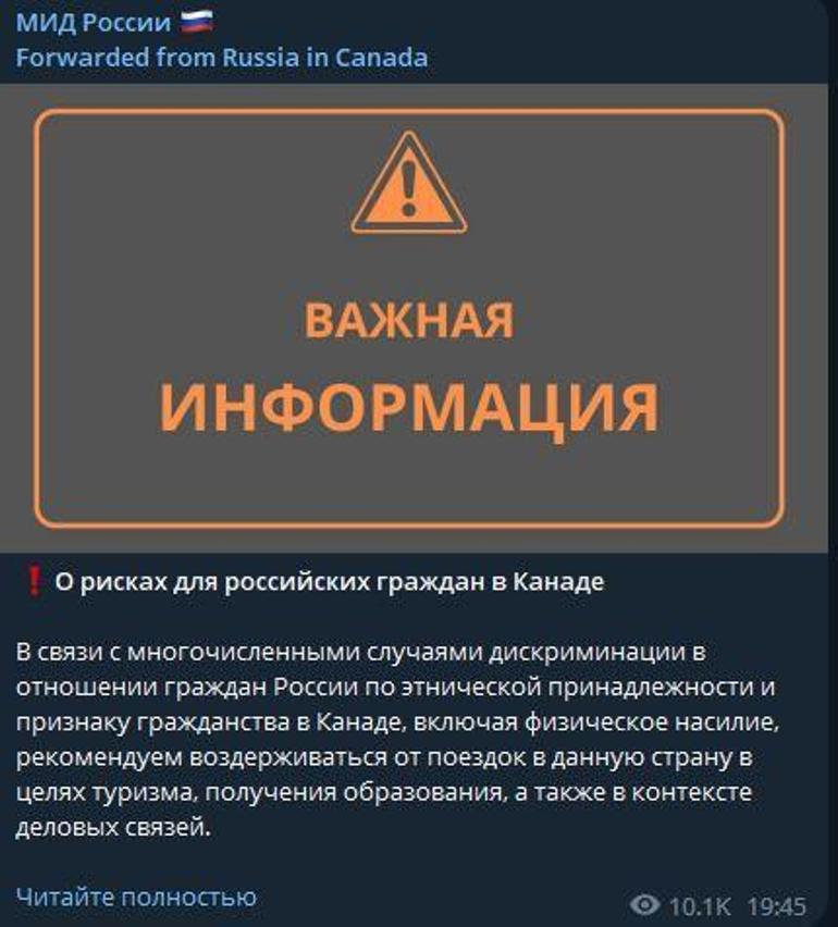 Rusya’dan Kanada’ya seyahat uyarısı