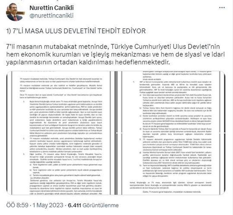 AK Partili Canikli: 7li masa ulus devletini tehdit ediyor