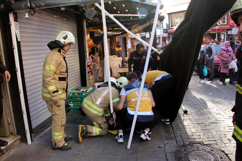 Beşiktaş’ta 4üncü kattan iş yerinin tentesine atlayınca yaralandı
