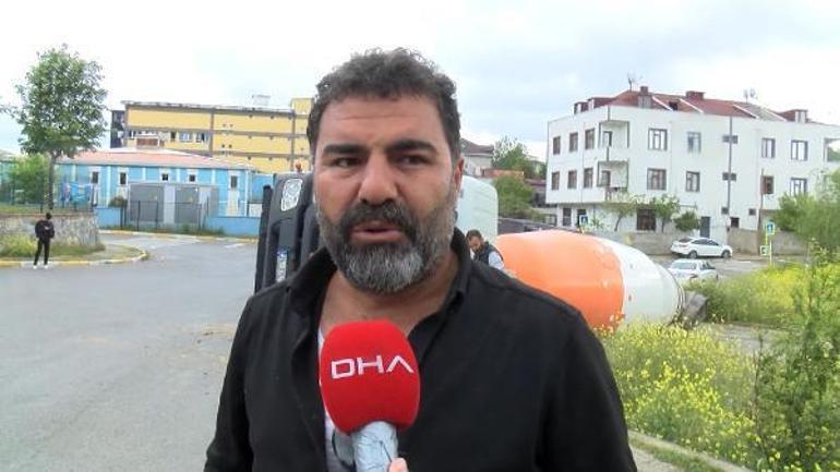 Sultanbeylide beton mikseri kazası kamerada