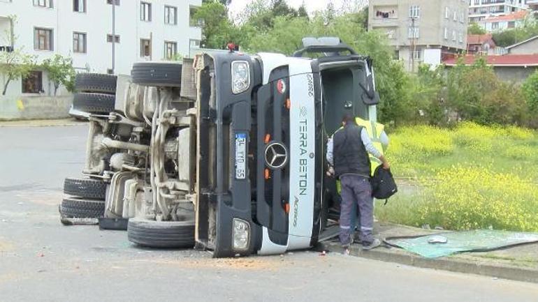 Sultanbeylide beton mikseri kazası kamerada