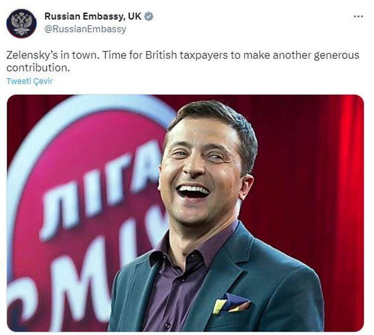 Rusya’nın İngiltere Büyükelçiliği’nden ‘Zelenski’ paylaşımı