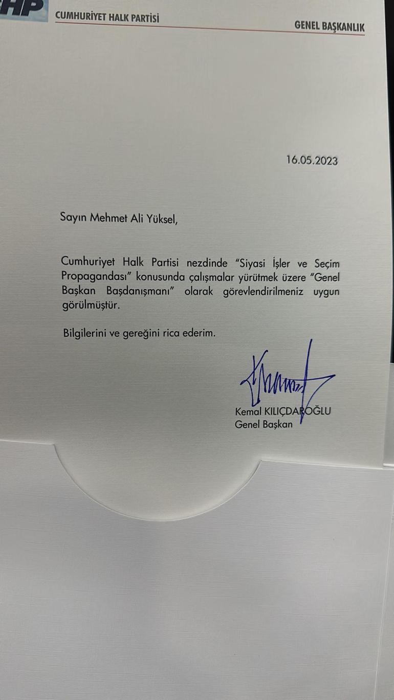 Kılıçdaroğlu, Mehmet Ali Yükseli başdanışman olarak görevlendirdi