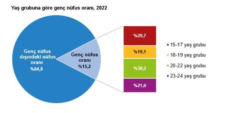 TÜİK: Türkiye nüfusunun yüzde 15,2sini gençler oluşturdu
