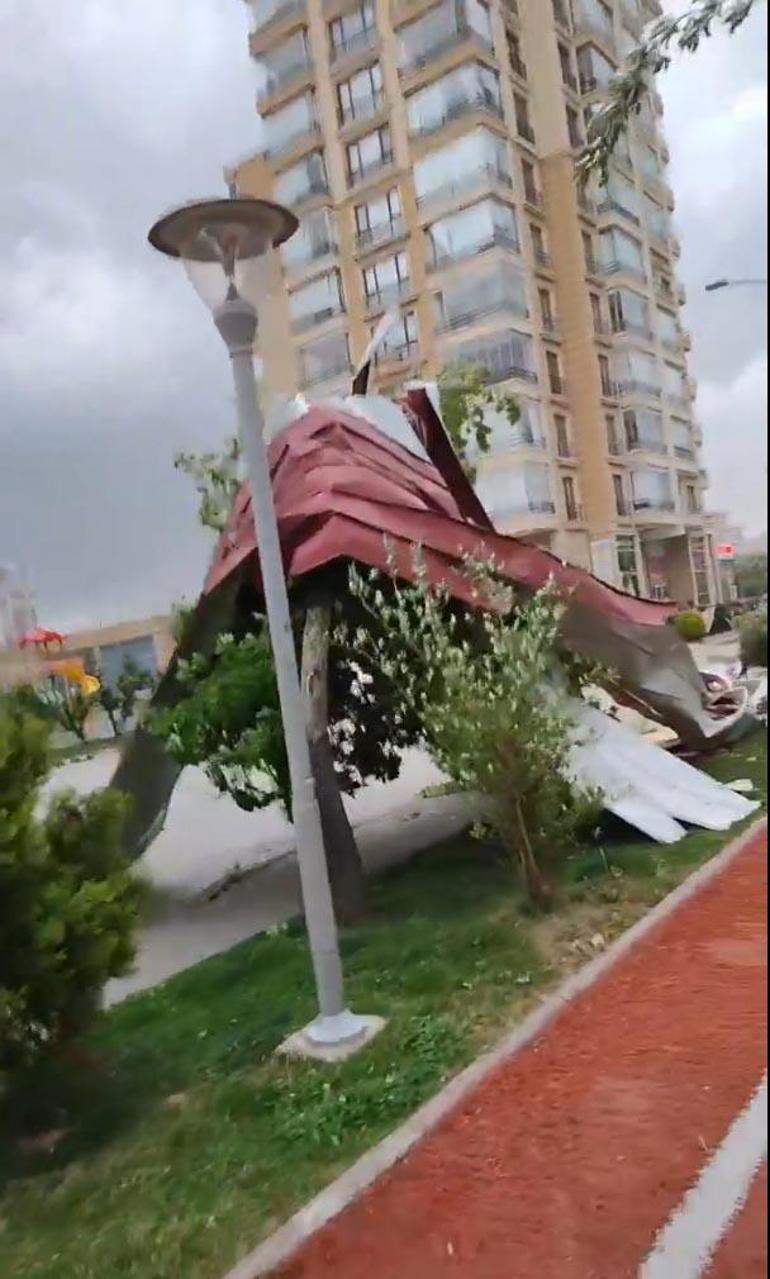 Ankarada kuvvetli rüzgar; ağaçlar devrildi, çatılar uçtu