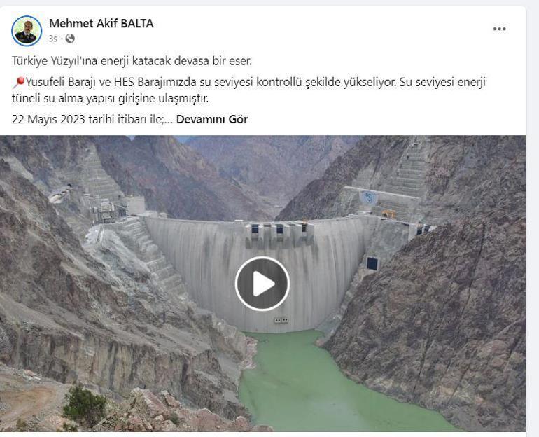 Yusufeli Barajında su seviyesi 145 metreyi aştı; yapım aşaması kamerada