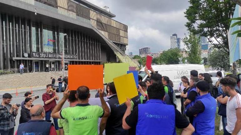 Şişli Belediyesi önünde işçilerden protesto