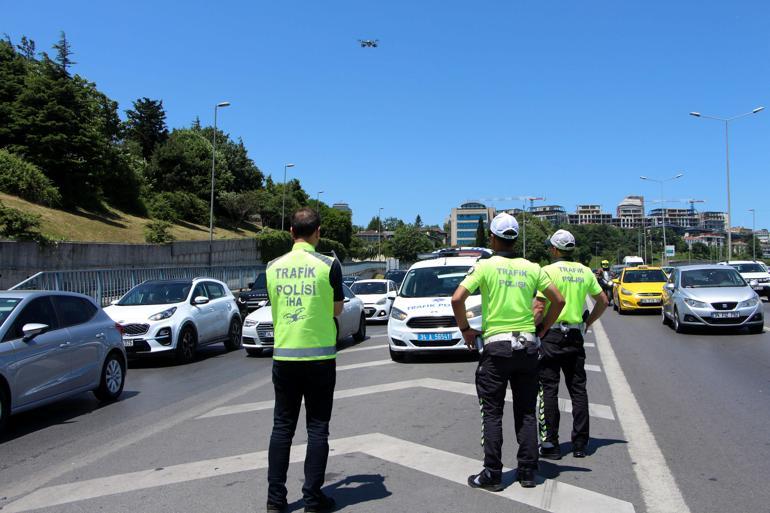 Kural ihlali yapan sürücüler dronla tespit edildi