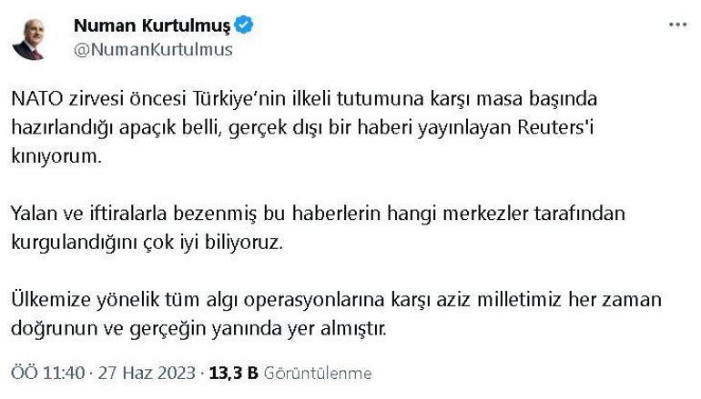 TBMM Başkanı Kurtulmuş: Gerçek dışı bir haberi yayınlayan Reutersi kınıyorum