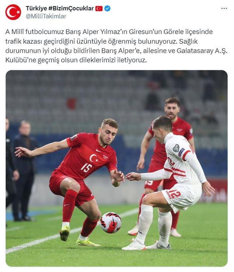 Galatasaraylı futbolcu Barış Alper Yılmaz, kaza geçirdi
