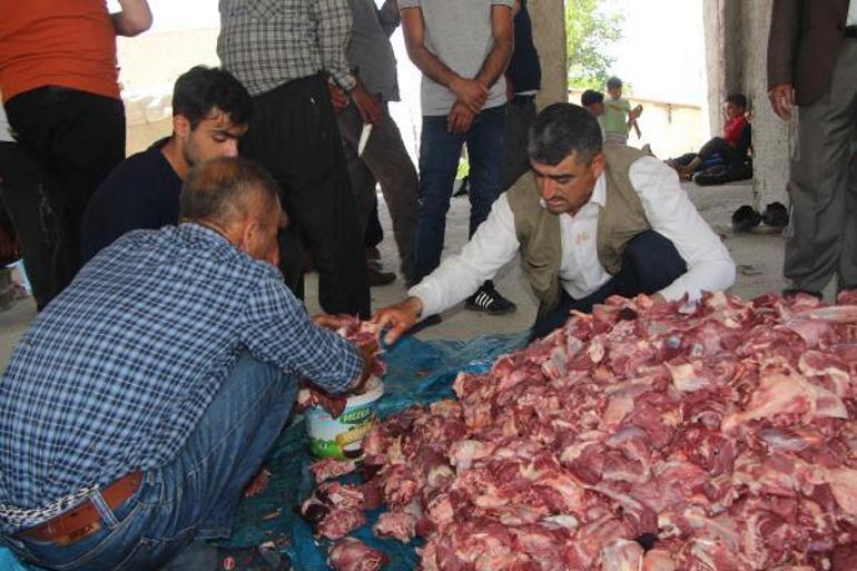 3 asırlık gelenekle, 1,5 ton eti, her aileye eşit dağıttılar