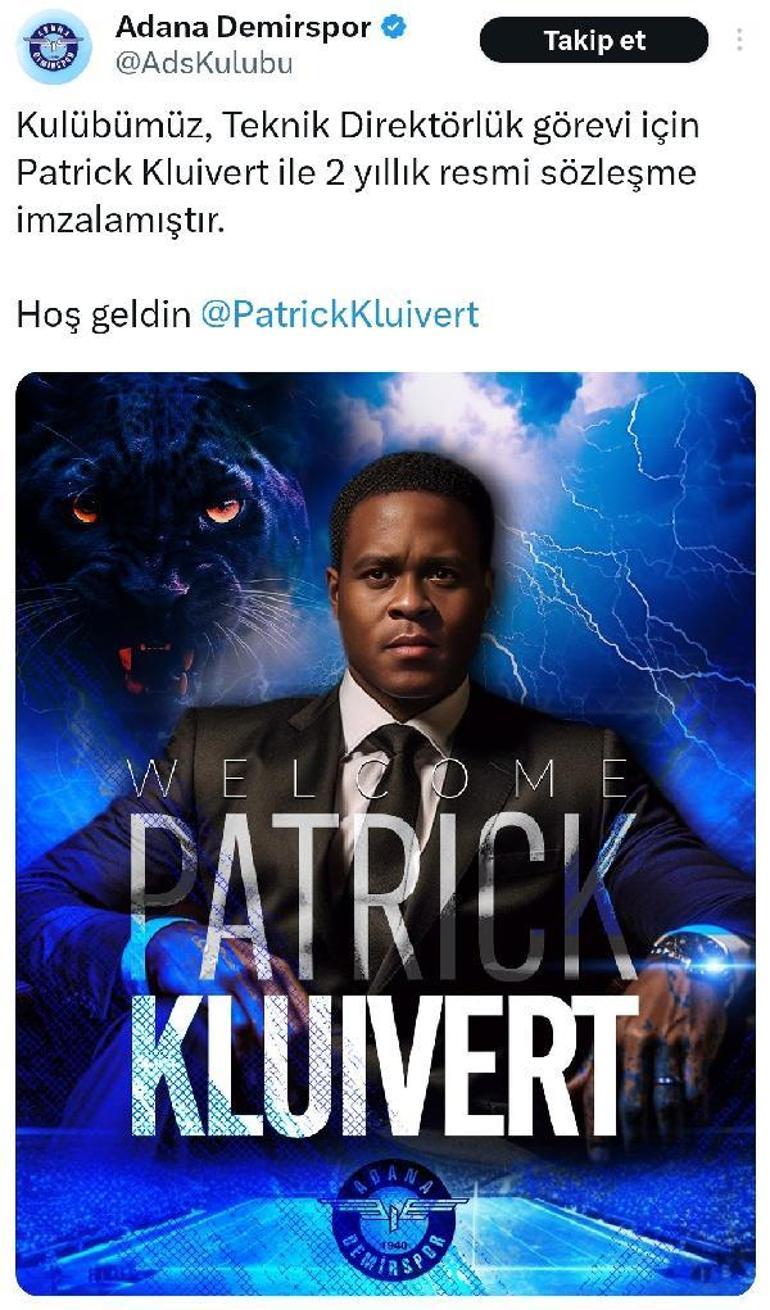 Adana Demirspor, Patrick Kluivert ile 2 yıllık sözleşme imzaladı