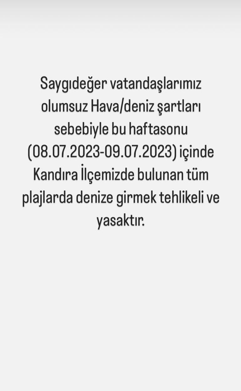 Kandırada hafta sonu denize girmek yasaklandı