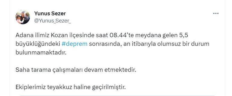 Adanada peş peşe depremler