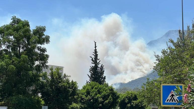 Kemerdeki orman yangınına havadan müdahale