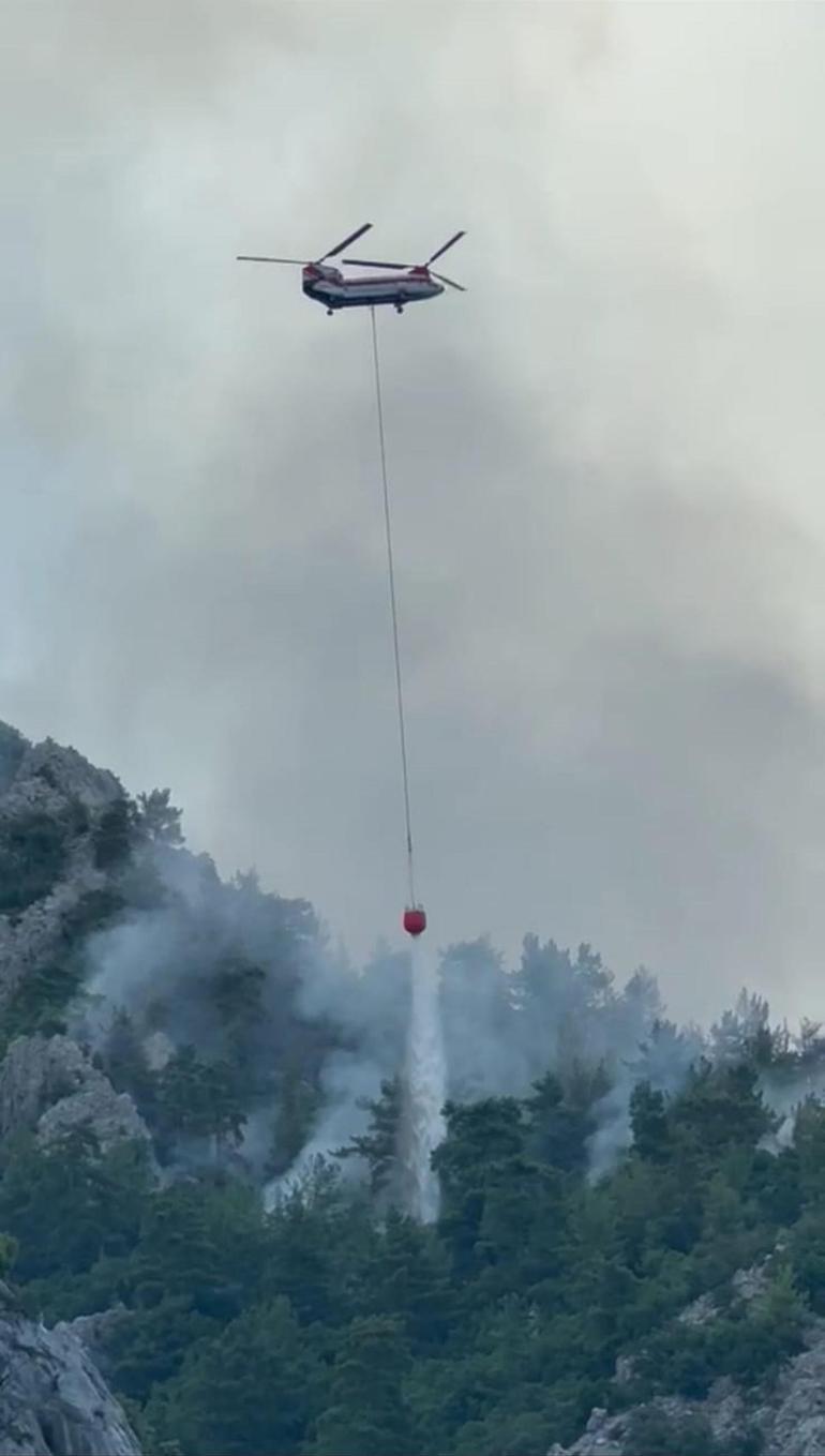 Kemerdeki orman yangınına havadan müdahale