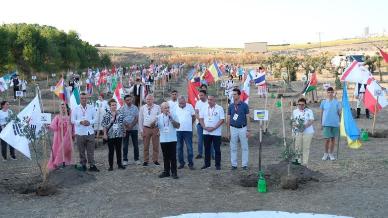 Dünya barışı için 100 ülkenin gençleri 100 zeytin fidanı dikti