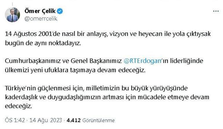 Ömer Çelik: Kaç yaş alırsa alsın, AK Parti hep 18 yaşında