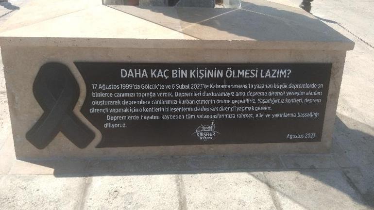 Kırşehirde farkındalık için deprem anıtı dikildi