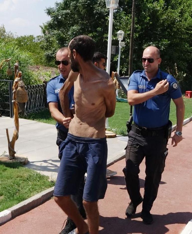 Polise zor anlar yaşattı, üstüne çıktığı şemsiye tentesi yırtılınca yakalandı