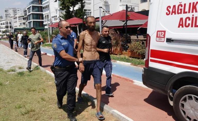 Polise zor anlar yaşattı, üstüne çıktığı şemsiye tentesi yırtılınca yakalandı